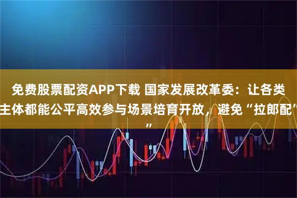 免费股票配资APP下载 国家发展改革委:让各类主体都能公平高效参与场景培育开放,避免“拉郎配”